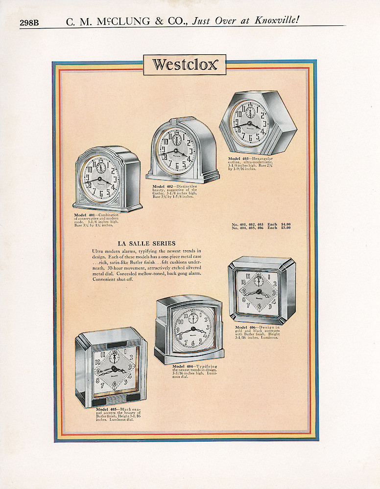 1931 Westclox Color Catalog Pages, C. M. McClung & Co. > 298B