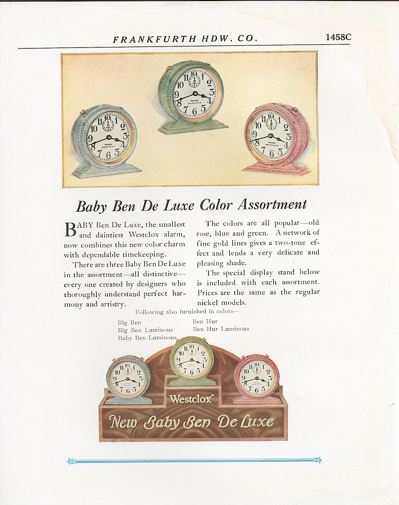 1928 Westclox Color Pages, Frankfurth Hardware Co. > 1458C