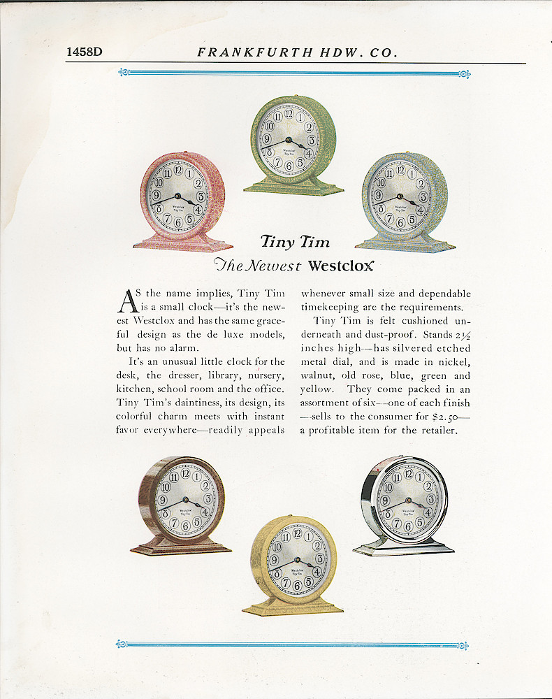 1928 Westclox Color Pages, Frankfurth Hardware Co. > 1458D