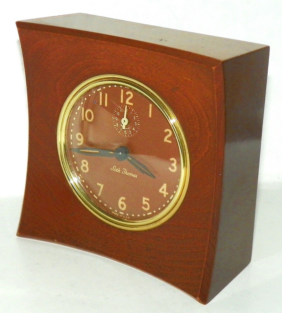 Seth Thomas Cort Maple Case Brown Luminous Dial. Seth Thomas Cort Maple Case Brown Luminous Dial Clock Example Photo