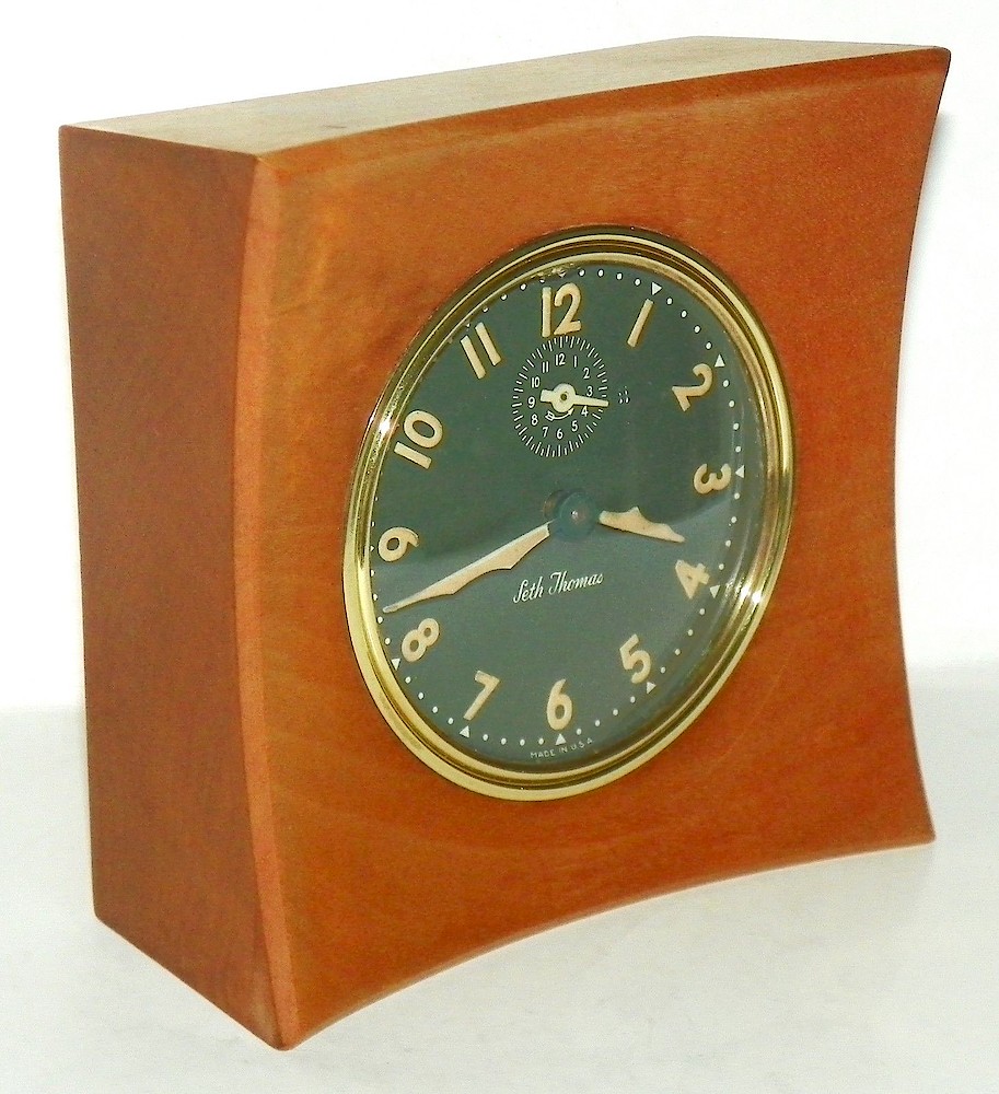 Seth Thomas Cort Maple Case Dark Green Luminous Dial. Seth Thomas Cort Maple Case Dark Green Luminous Dial Clock Example Photo