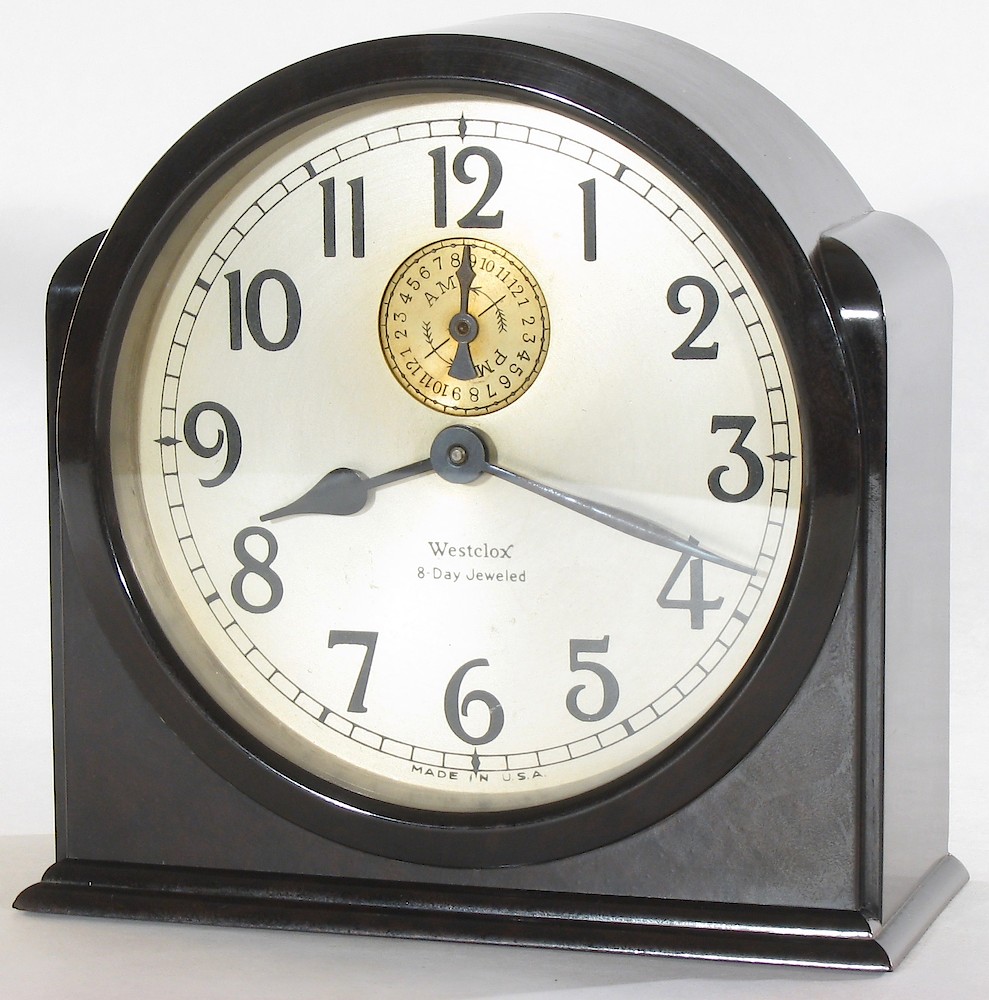 Westclox 8 Day Alarm Bakelite Round Top. Westclox 8 Day Alarm Bakelite Round Top Clock Example Photo