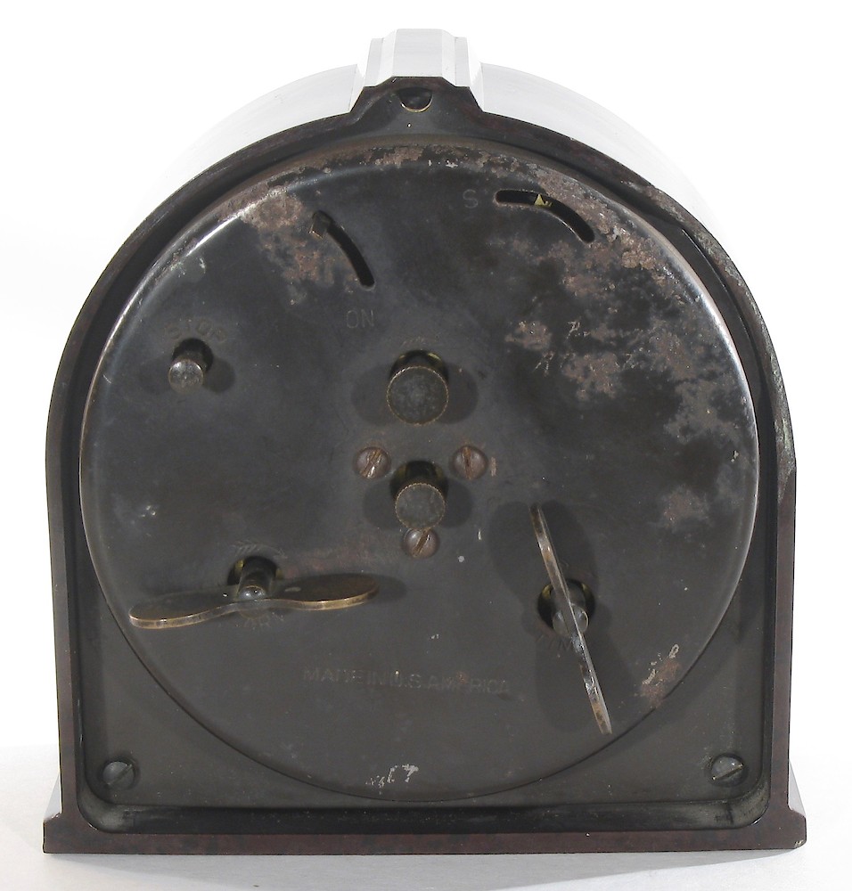 Westclox 8 Day Alarm Bakelite Ridged Round Top. Westclox 8 Day Alarm Bakelite Ridged Round Top Clock Example Photo