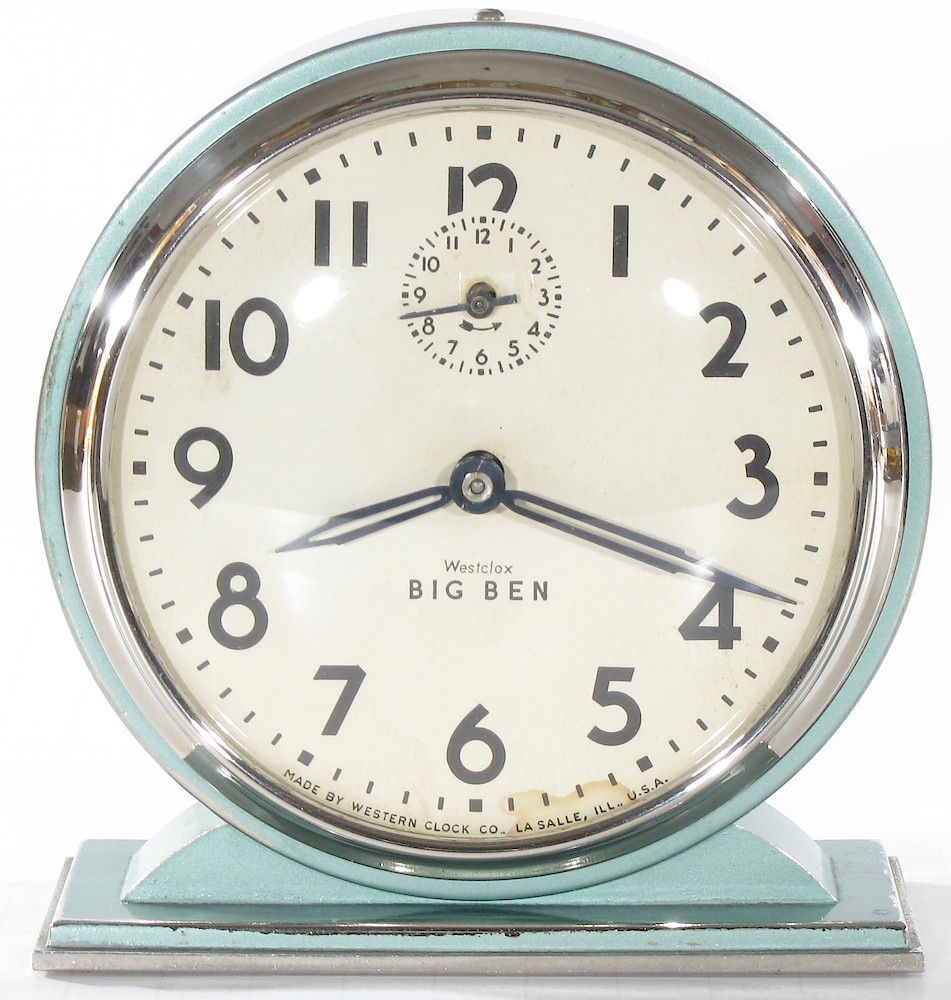 Westclox Big Ben Style 4 Chime Alarm Green Plain. Westclox Big Ben Style 4 Chime Alarm Green Plain Clock Example Photo