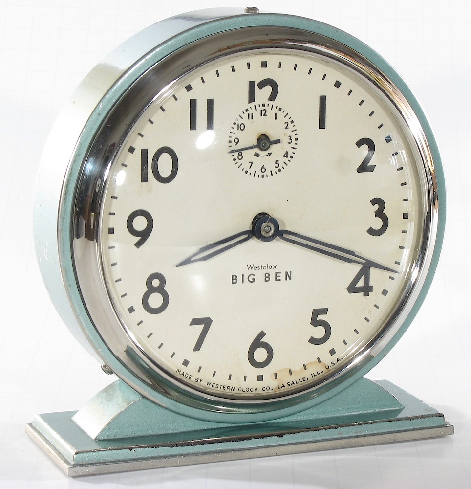 Westclox Big Ben Style 4 Chime Alarm Green Plain. Westclox Big Ben Style 4 Chime Alarm Green Plain Clock Example Photo