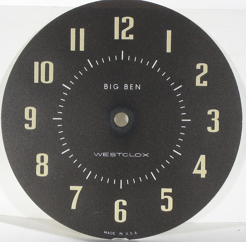 Westclox Big Ben Style 7 White Luminous. Black card dial with no metal back