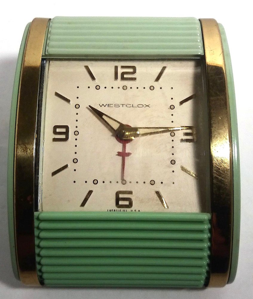 Westclox Travalarm Seafoam Green. Westclox Travalarm Seafoam Green Clock Example Photo