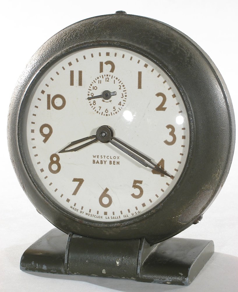 Westclox Baby Ben Style 5 Olive Drab Plain. Westclox Baby Ben Style 5 Olive Drab Plain Clock Example Photo