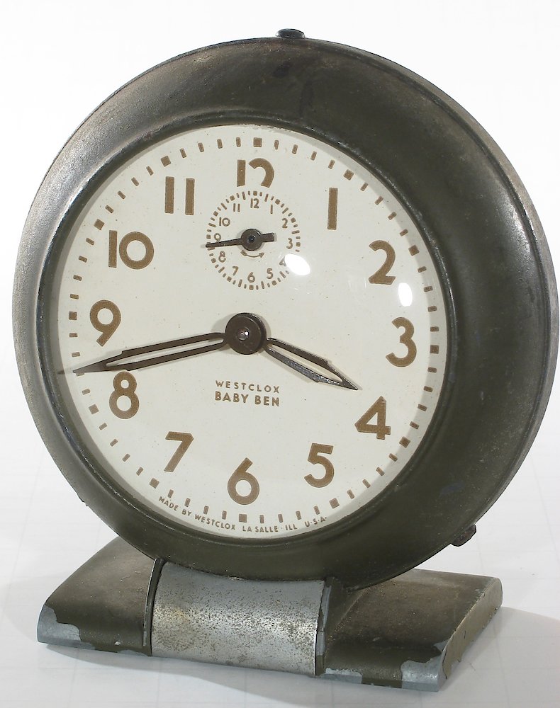 Westclox Baby Ben Style 5 Olive Drab Plain. Westclox Baby Ben Style 5 Olive Drab Plain Clock Example Photo