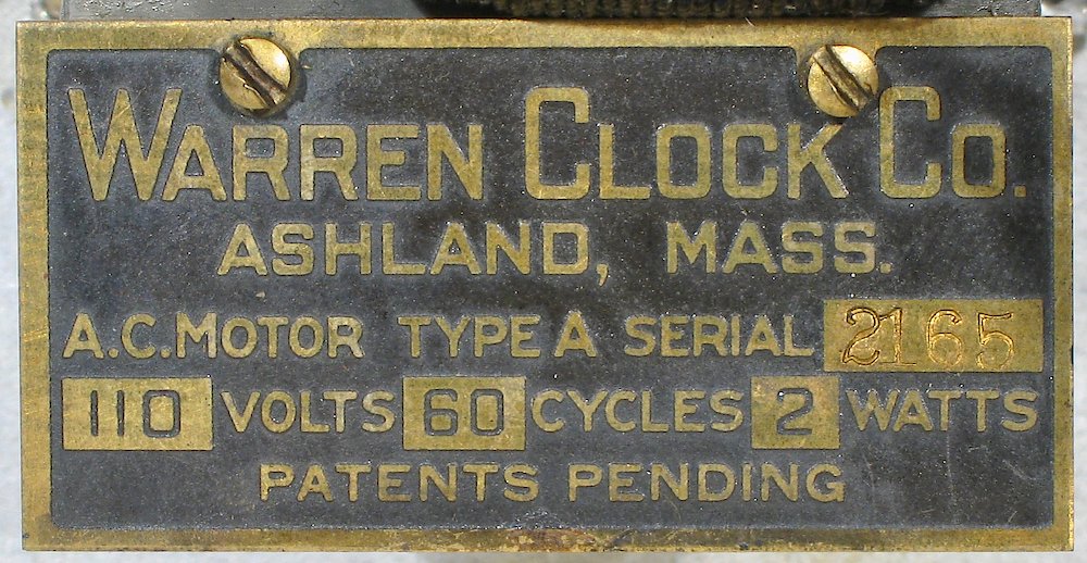 Telechron 101. Serial number 2165