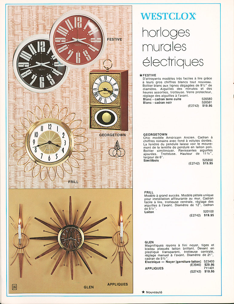 Westclox Canada 1975 - 1976 Catalog, French > 16