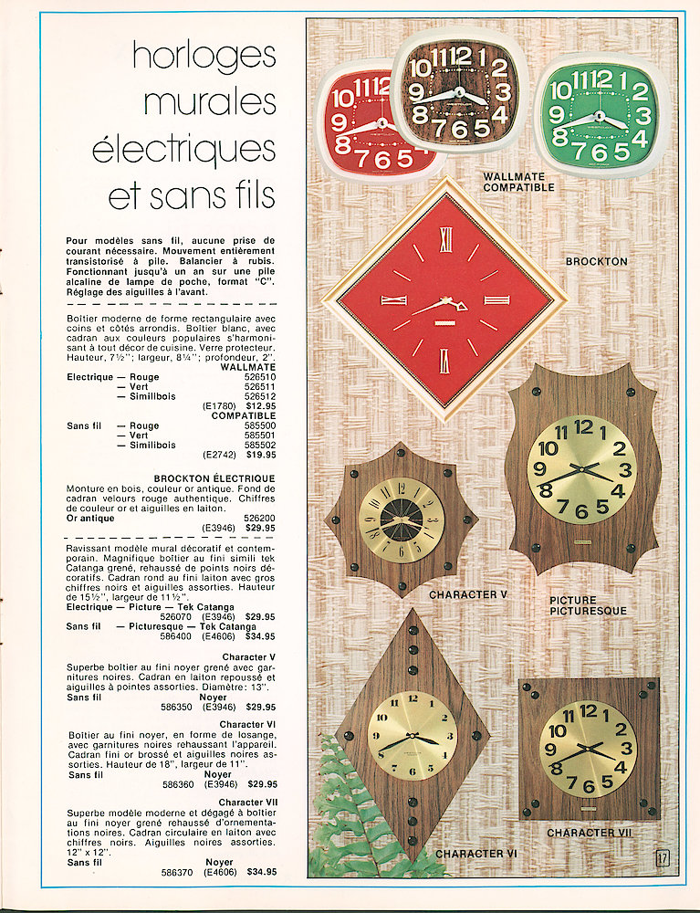 Westclox Canada 1975 - 1976 Catalog, French > 17