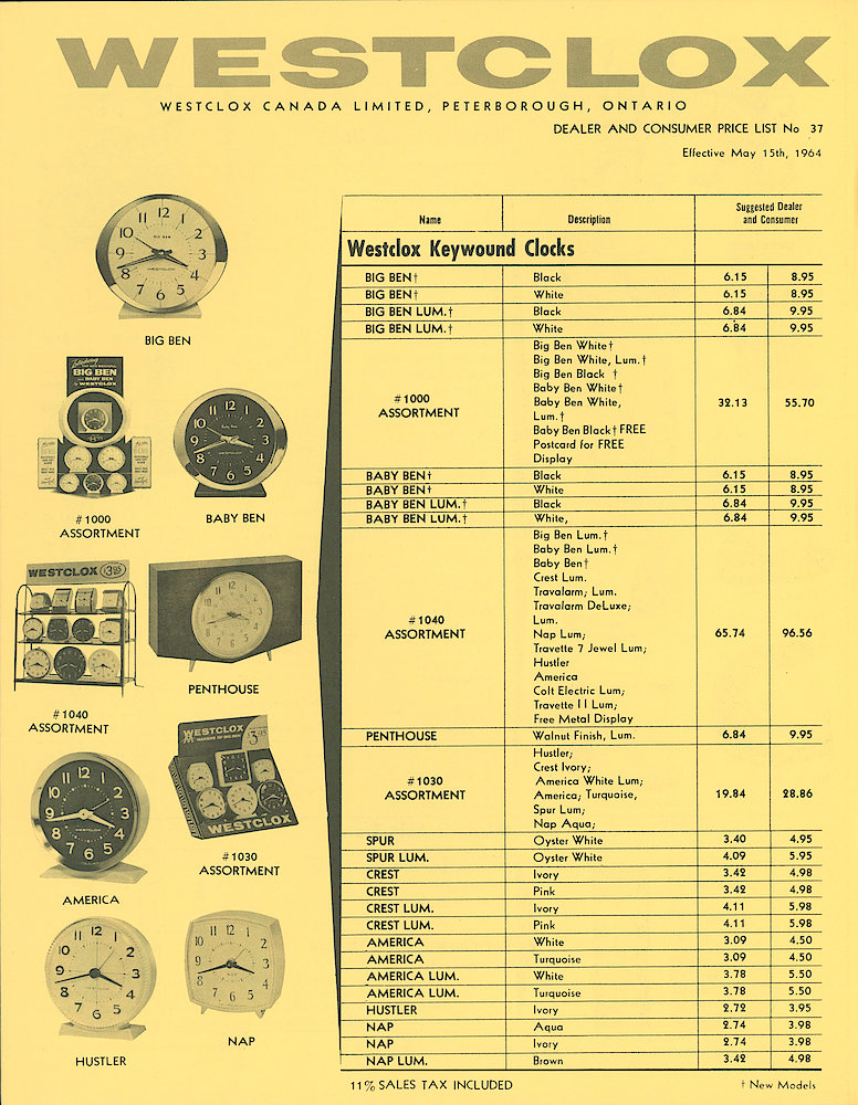 Westclox Canada Dealer and Consumer Price List No. 37. > 1