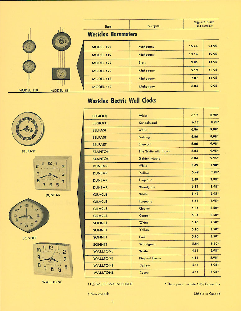 Westclox Canada Dealer and Consumer Price List No. 37. > 8