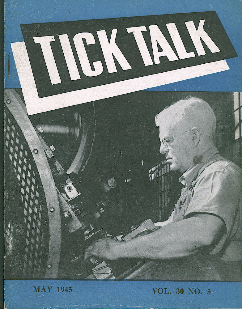 Westclox Tick Talk, May 1945, Vol. 30 No. 5 > F. Factory: John Confrey At Work In Power Press. Caption On Page 43.