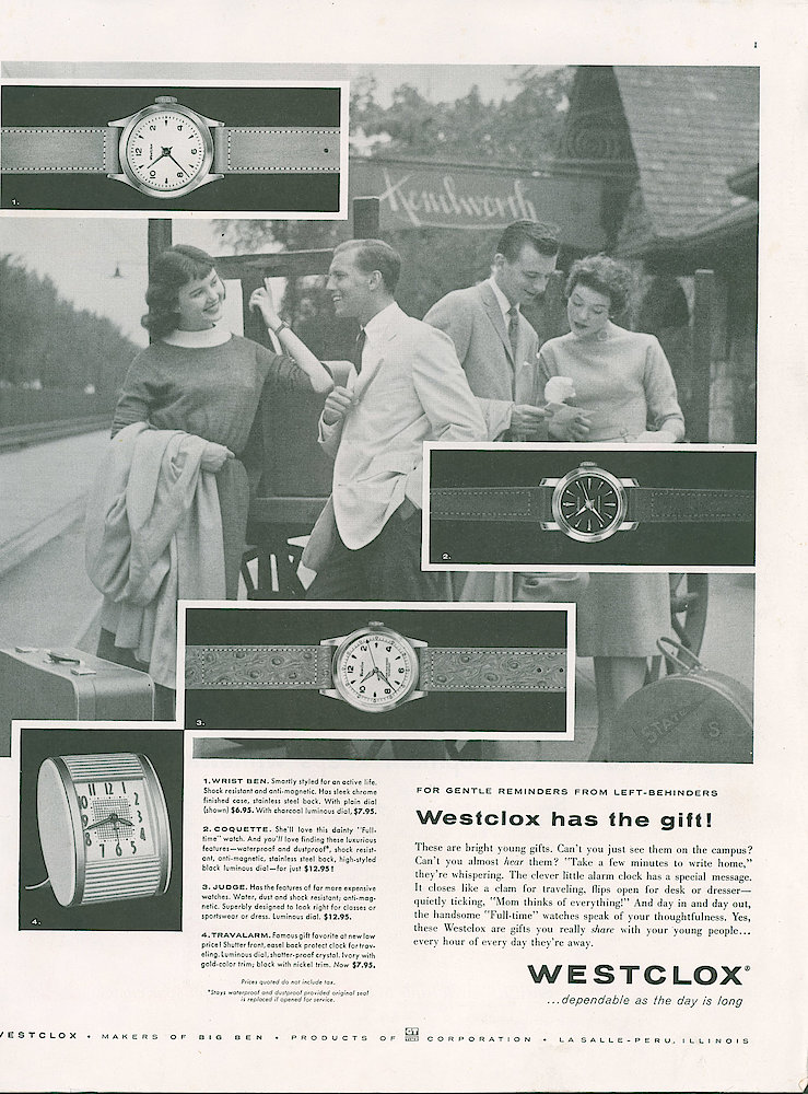 Clock & Watch Advertisement: Year 1957 Saturday Evening Post, p. 1