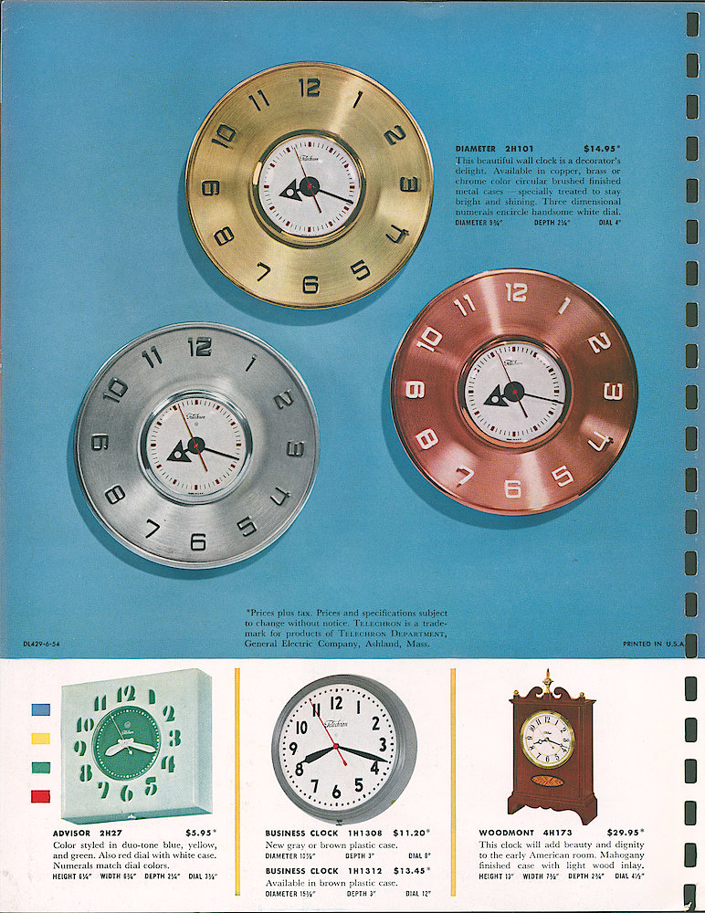 Telechron 1954 - 55 Catalog > B