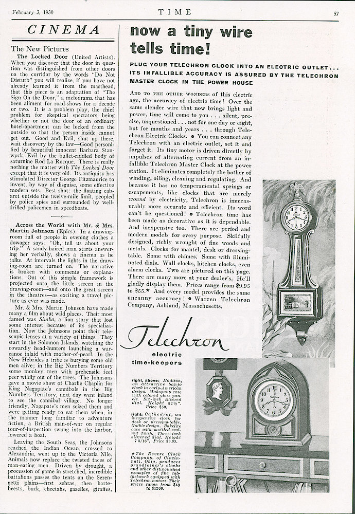 February 3, 1930 Time Magazine, p. 57