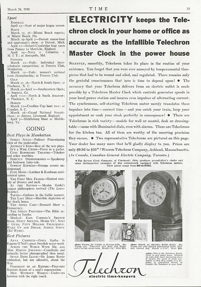 March 24, 1930 Time Magazine, p. 75