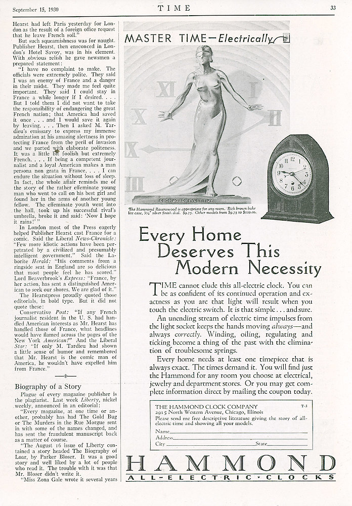 September 15, 1930 Time Magazine, p. 33
