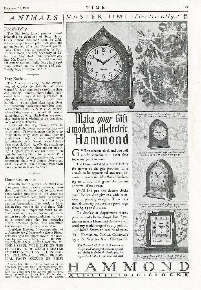 December 15, 1930 Time Magazine, p. 29