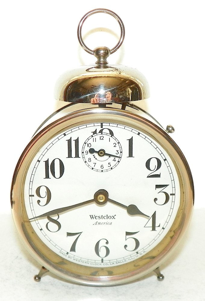 Westclox America Style 2a Nickel. Westclox America Style 2a Nickel Clock Example Photo