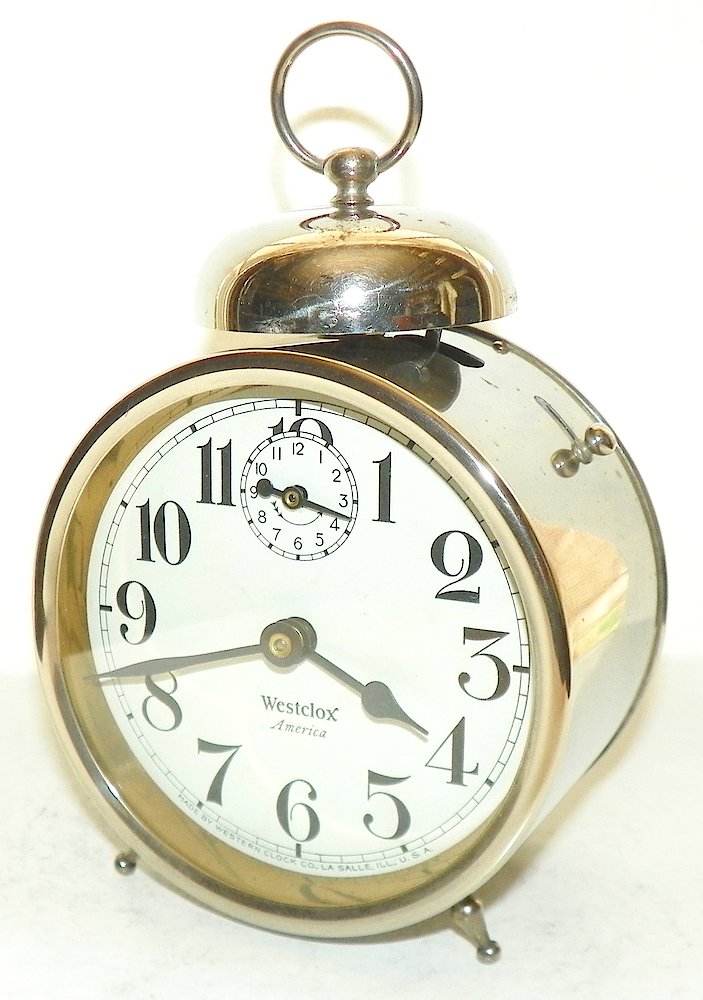 Westclox America Style 2a Nickel. Westclox America Style 2a Nickel Clock Example Photo