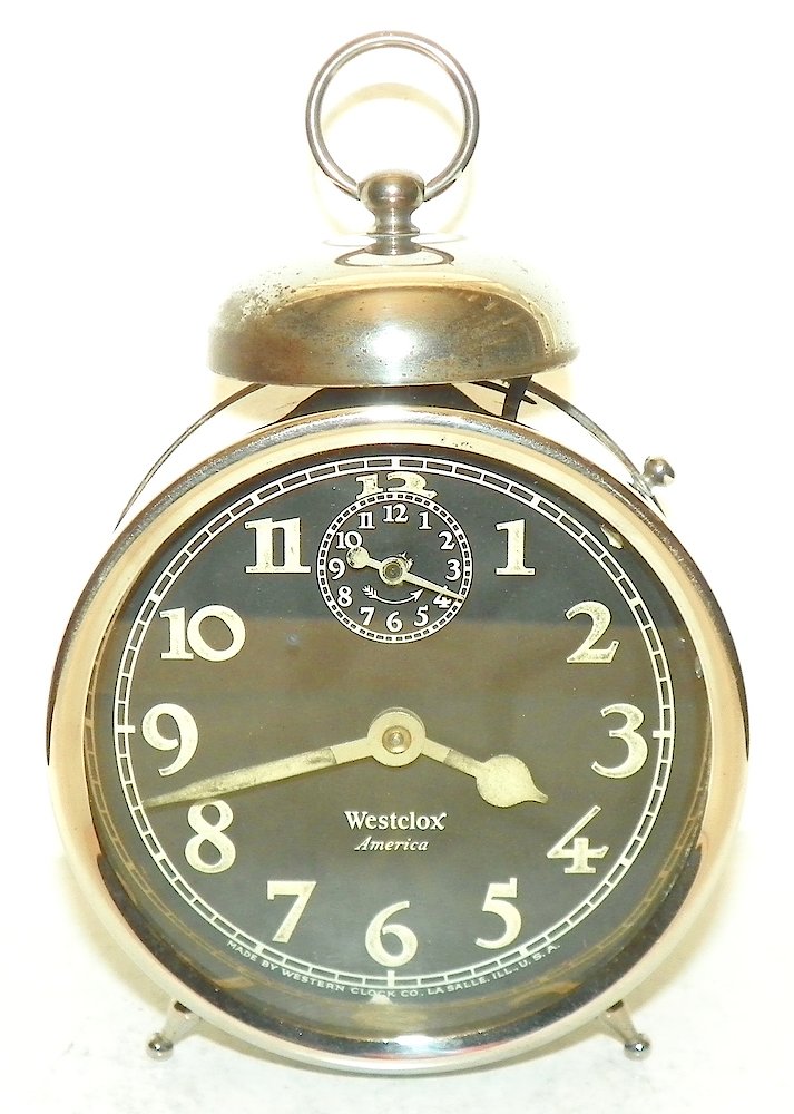 Westclox America Style 2a Nickel Luminous. Westclox America Style 2a Nickel Luminous Clock Example Photo