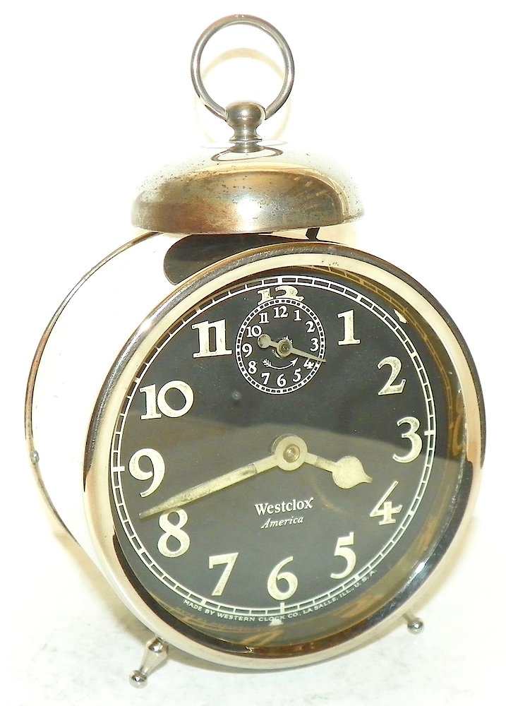 Westclox America Style 2a Nickel Luminous. Westclox America Style 2a Nickel Luminous Clock Example Photo