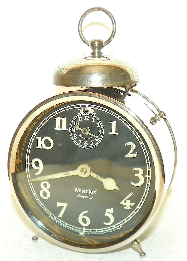 Westclox America Style 2a Nickel Luminous. Westclox America Style 2a Nickel Luminous Clock Example Photo