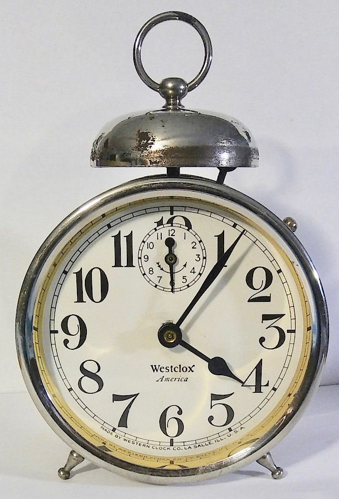 Westclox America Style 2a Nickel. Westclox America Style 2a Nickel Clock Example Photo