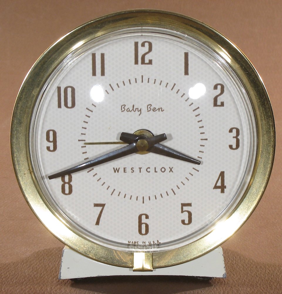 Westclox Baby Ben Style 7 White Plain. Westclox Baby Ben Style 7 White Plain Clock Example Photo