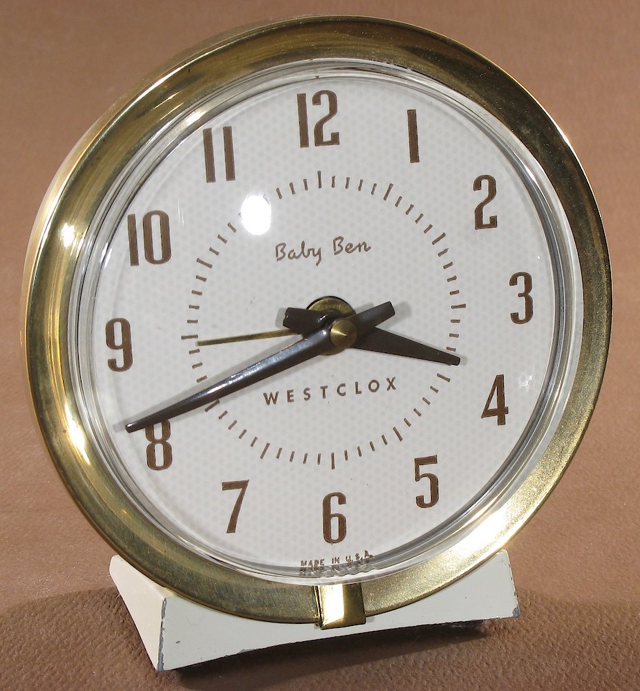 Westclox Baby Ben Style 7 White Plain. Westclox Baby Ben Style 7 White Plain Clock Example Photo