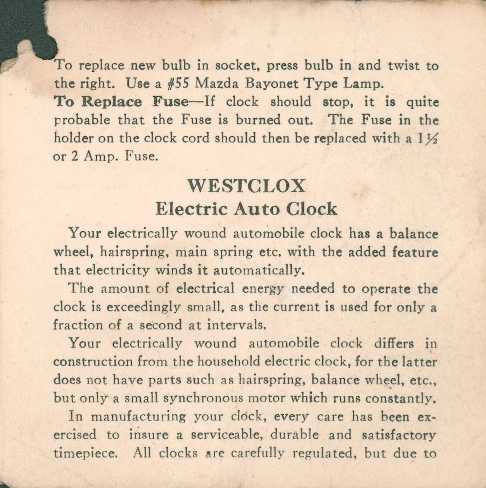 Electrically Wound Automobile Clock Instructions > 3