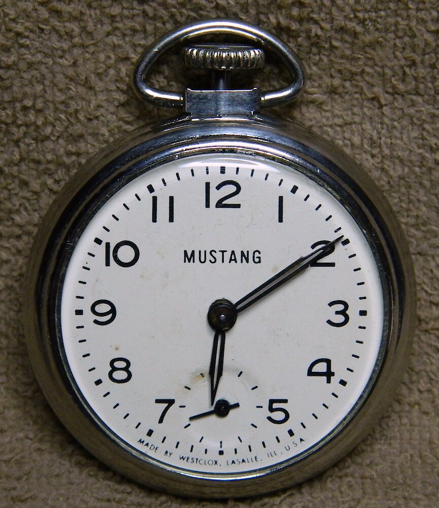 Westclox Mustang Pocket Watch. Westclox Mustang Pocket Watch Watch Example Photo