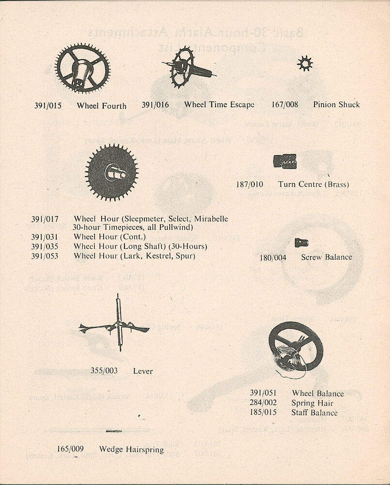 Westclox Parts Catalog. Gerner-Swissco, London. > 5