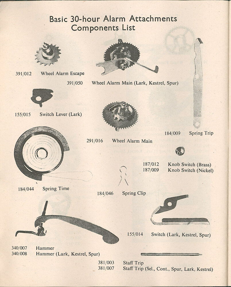 Westclox Parts Catalog. Gerner-Swissco, London. > 6
