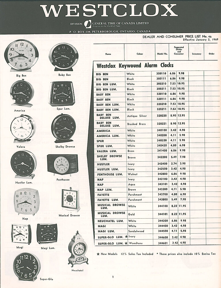 Westclox Canada Dealer and Consumer Price List No. 46. > 1