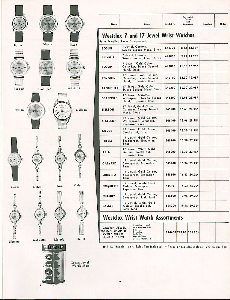 Westclox Canada Dealer and Consumer Price List No. 46. > 7