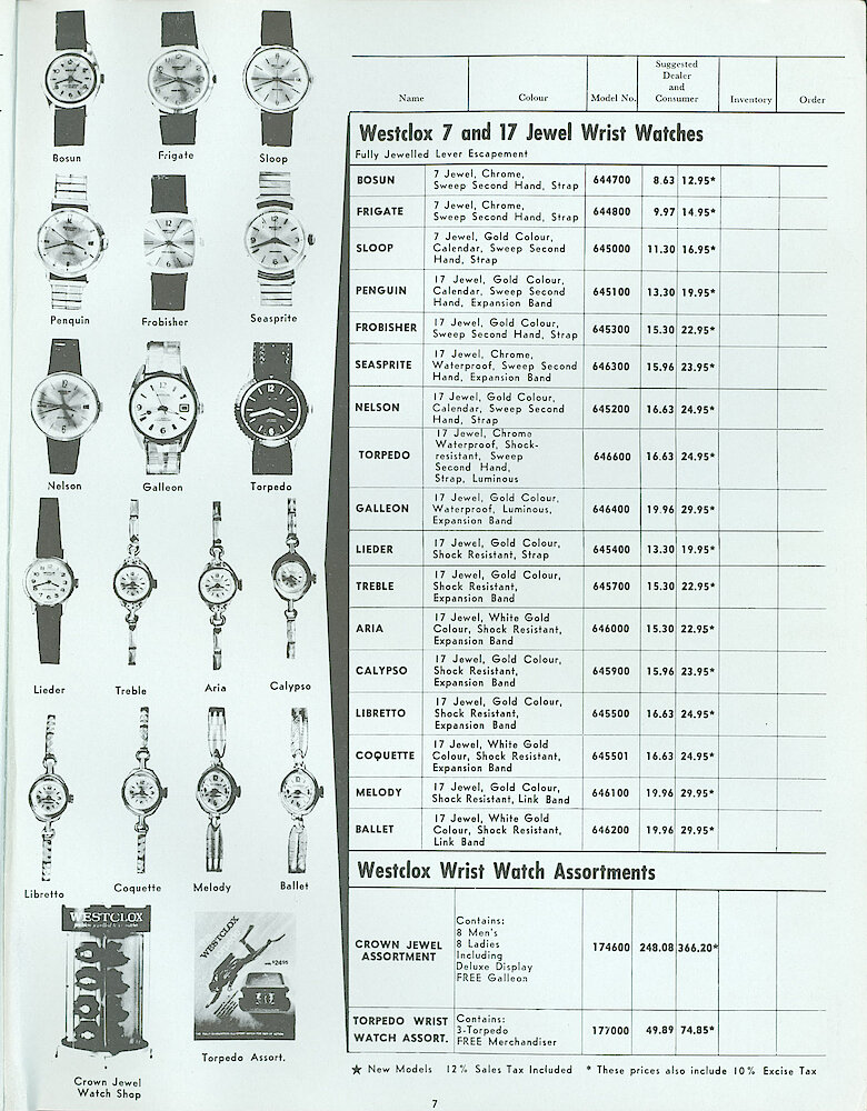 Westclox Canada Dealer and Consumer Price List No. 49. > 7