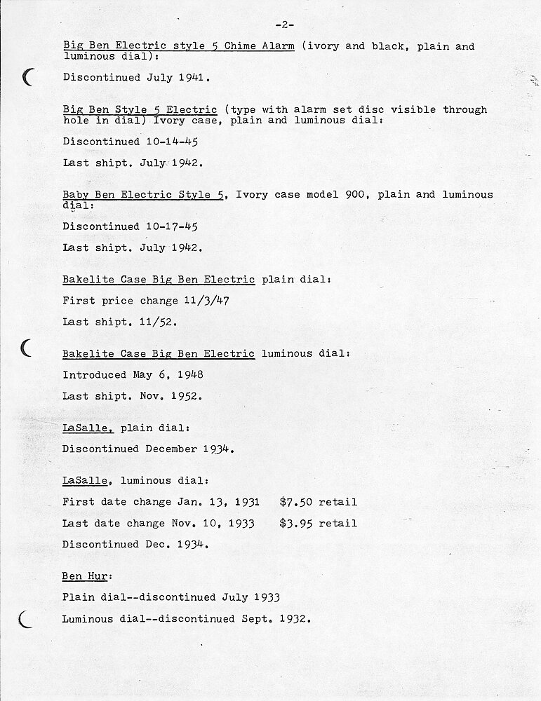 Price Change Book from the Westclox Factory - Bill Stoddards Brief Summary > 2