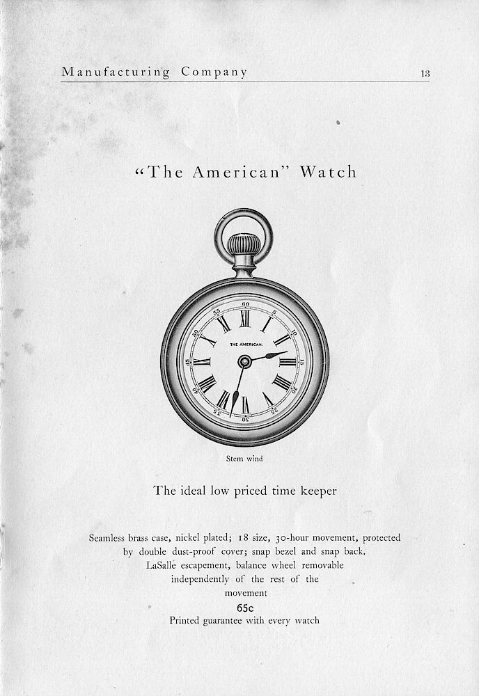 1903 Western Clock Mfg. Co. Catalog > 13