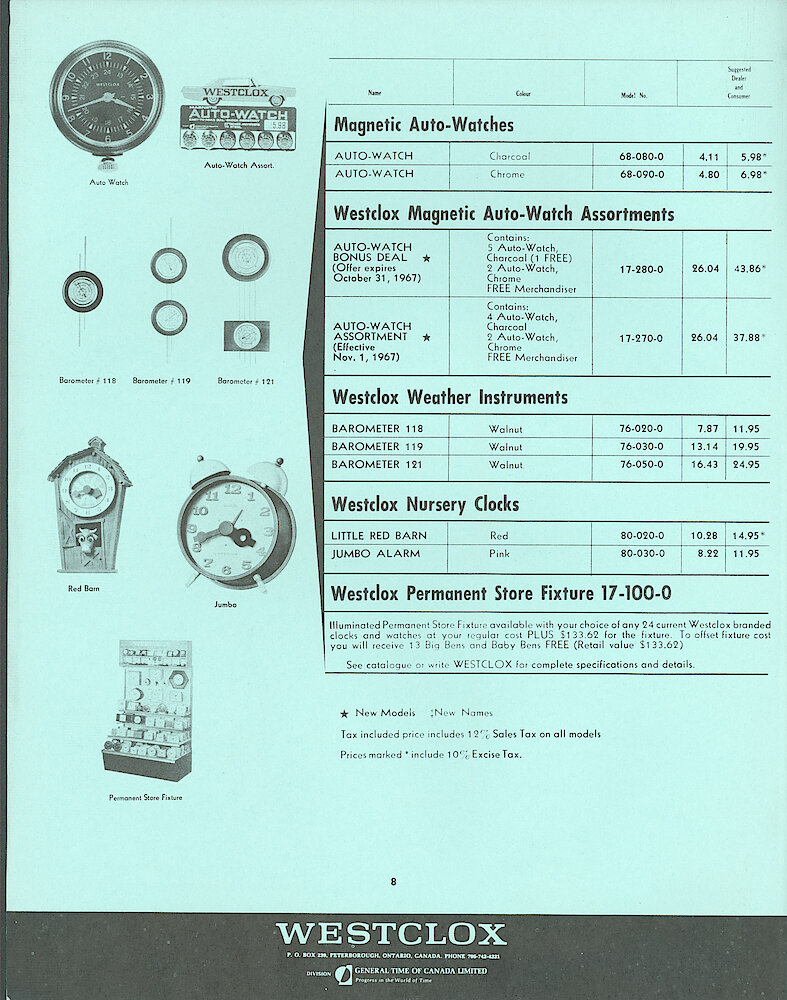 Westclox Canada Dealer and Consumer Price List No. 43. > 8