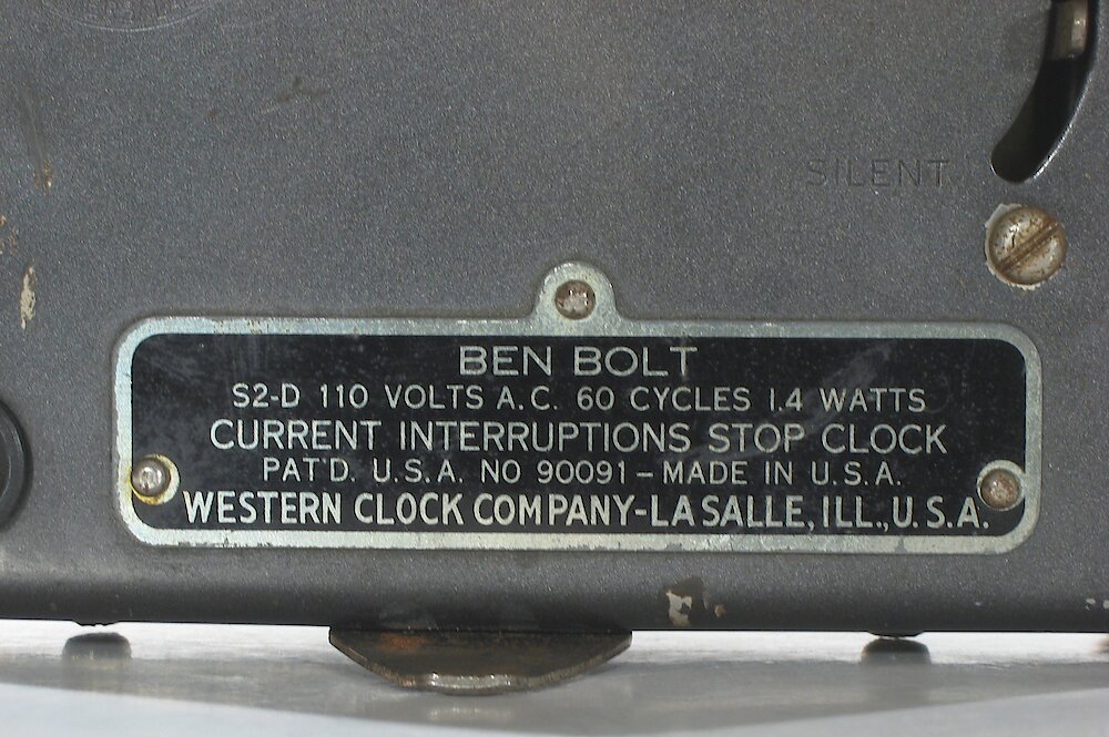 Westclox Ben Bolt Black Plain. Westclox Ben Bolt Black Plain Clock Example Photo