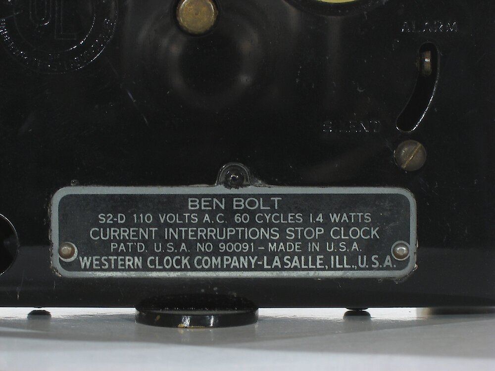 Westclox Ben Bolt Black Luminous. Westclox Ben Bolt Black Luminous Clock Example Photo