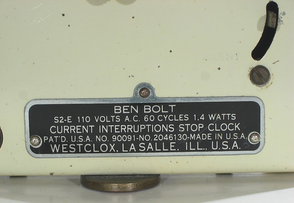 Westclox Ben Bolt Ivory Plain. Westclox Ben Bolt Ivory Plain Clock Example Photo