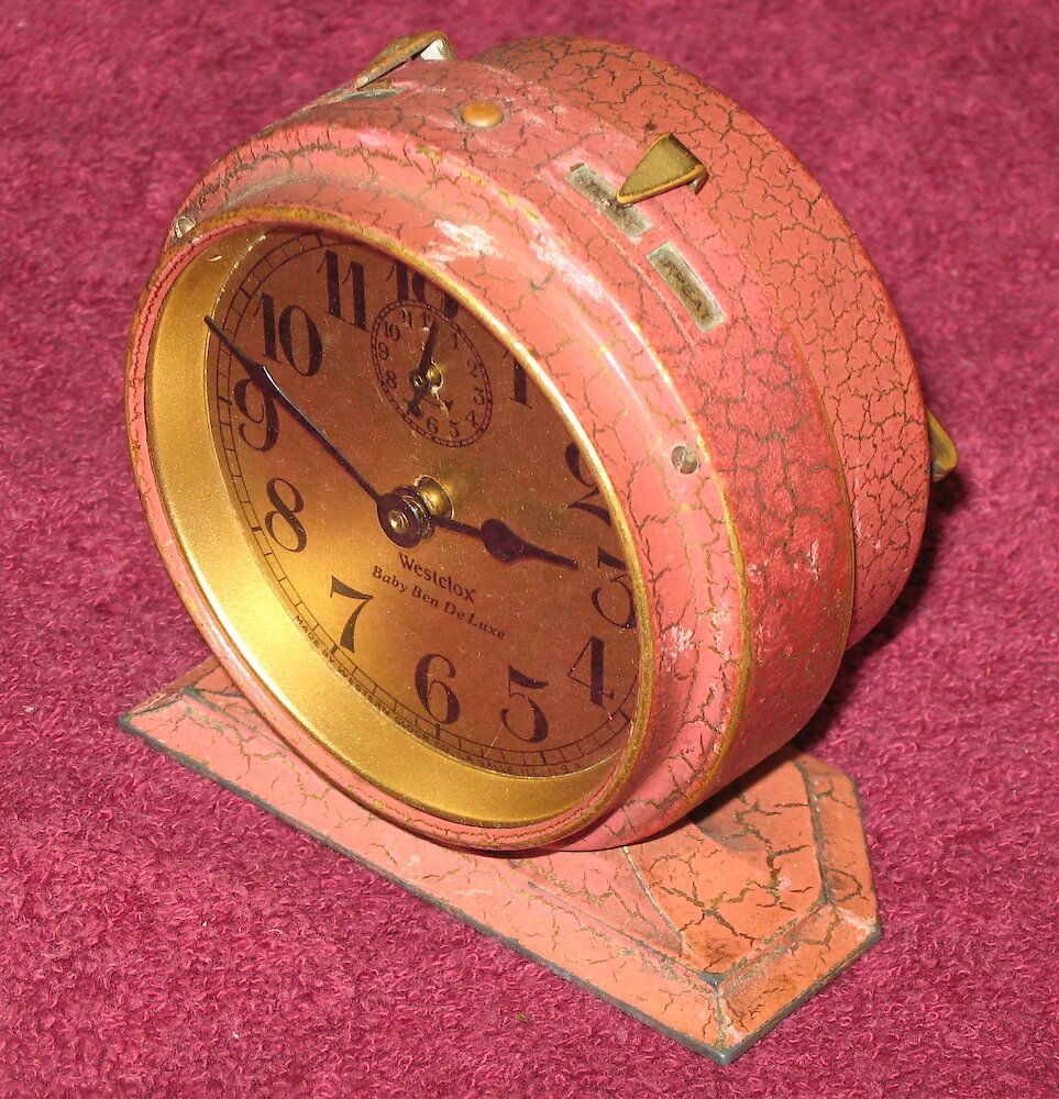 Westclox Baby Ben Style 2 Old Rose Crackle Non Luminous. Westclox Baby Ben Style 2 Old Rose Crackle Non Luminous Clock Example Photo