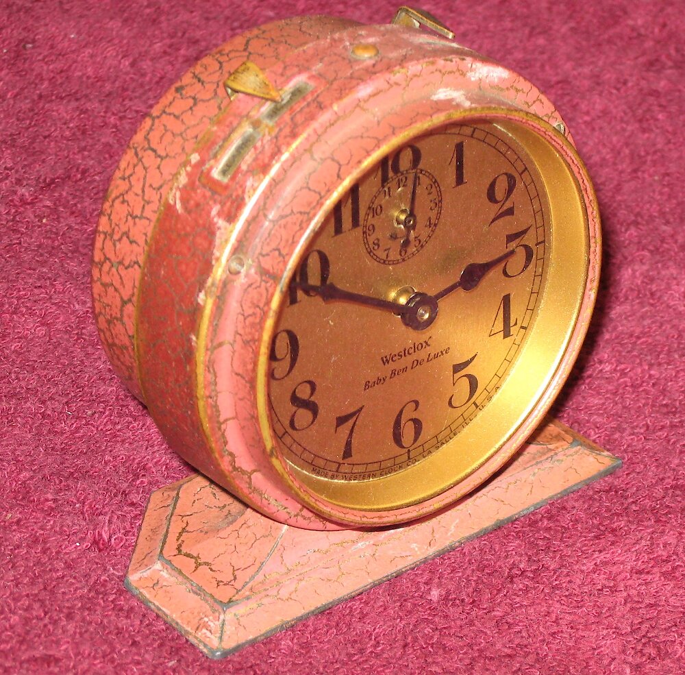 Westclox Baby Ben Style 2 Old Rose Crackle Non Luminous. Westclox Baby Ben Style 2 Old Rose Crackle Non Luminous Clock Example Photo