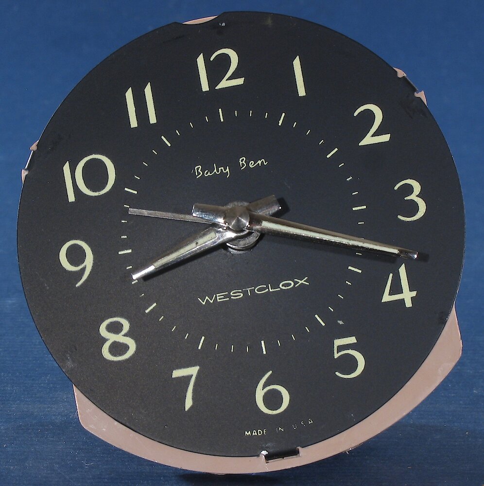 Westclox Baby Ben Style 8 Black Luminous. Westclox Baby Ben Style 8 Black Luminous Clock Example Photo