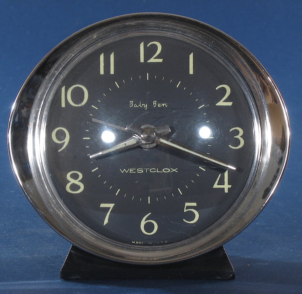 Westclox Baby Ben Style 8 Black Luminous. Westclox Baby Ben Style 8 Black Luminous Clock Example Photo